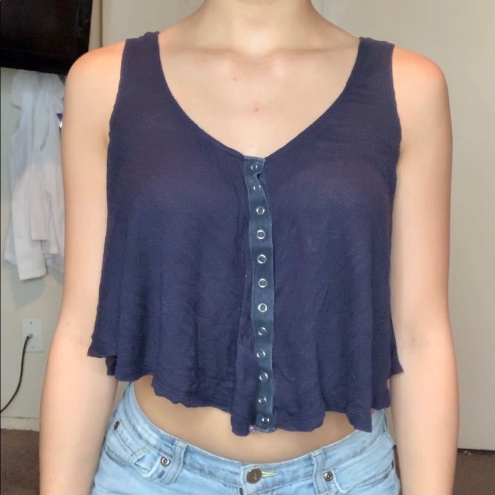 Blue button up blouse